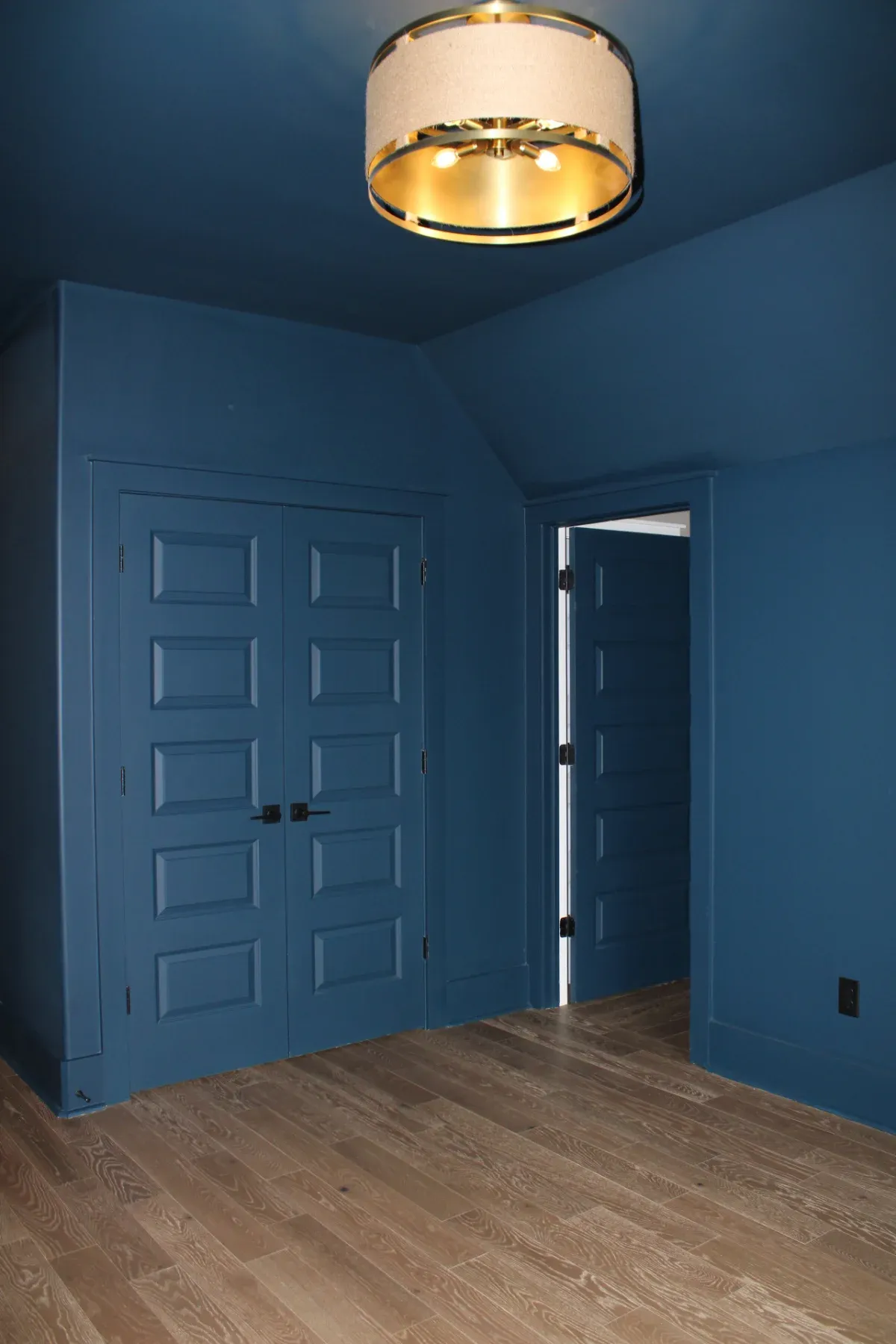 A large room showing painted walls for home theater.